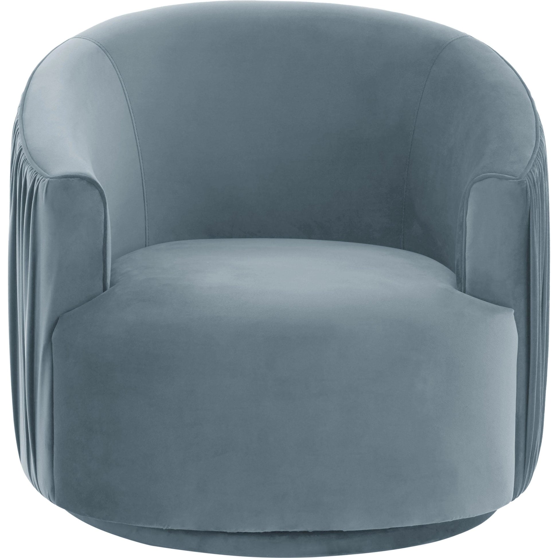 London Pleated Swivel Chair by TOV Furniture in forest green. Made from velvet, pine, plywood in a modern style.