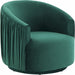 London Pleated Swivel Chair by TOV Furniture in forest green. Made from velvet, pine, plywood in a modern style.