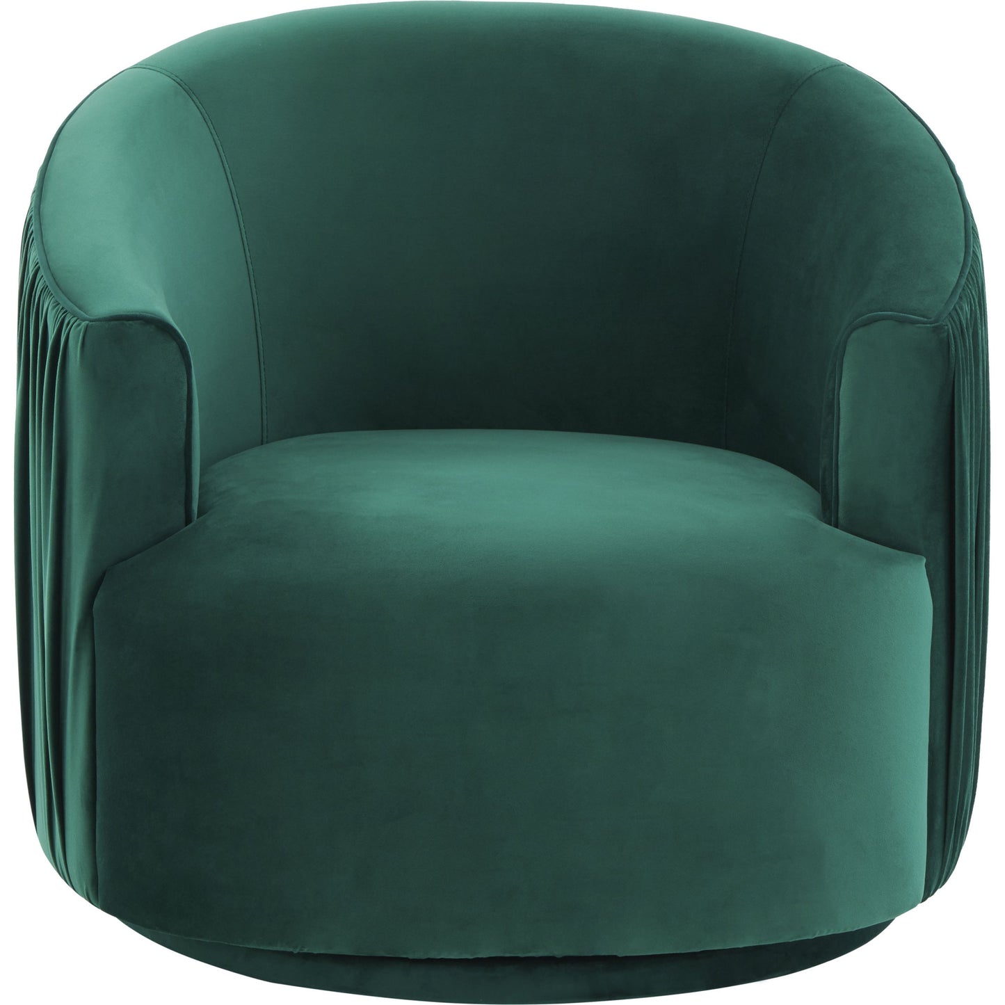 004 SI-1787204 | Additional Silo | London Pleated Swivel Chair by TOV Furniture in forest green. Made from velvet, pine, plywood in a modern style.