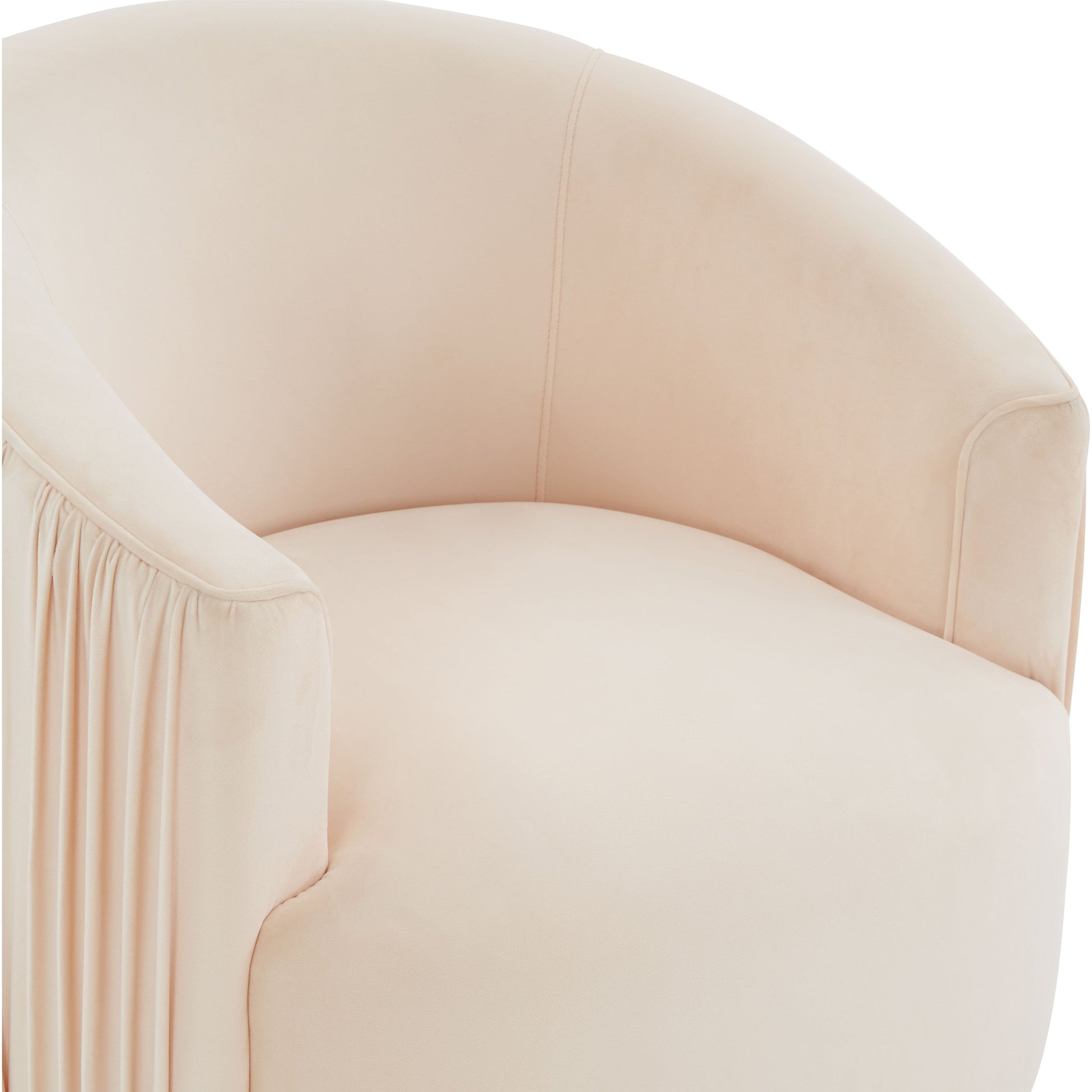 London Pleated Swivel Chair by TOV Furniture in forest green. Made from velvet, pine, plywood in a modern style.