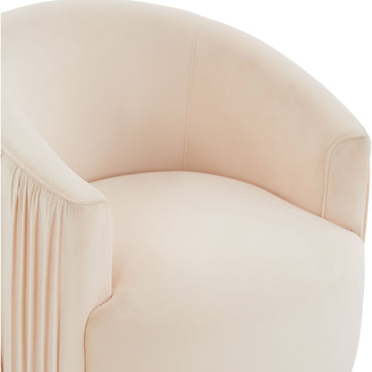 London Pleated Swivel Chair by TOV Furniture in forest green. Made from velvet, pine, plywood in a modern style.