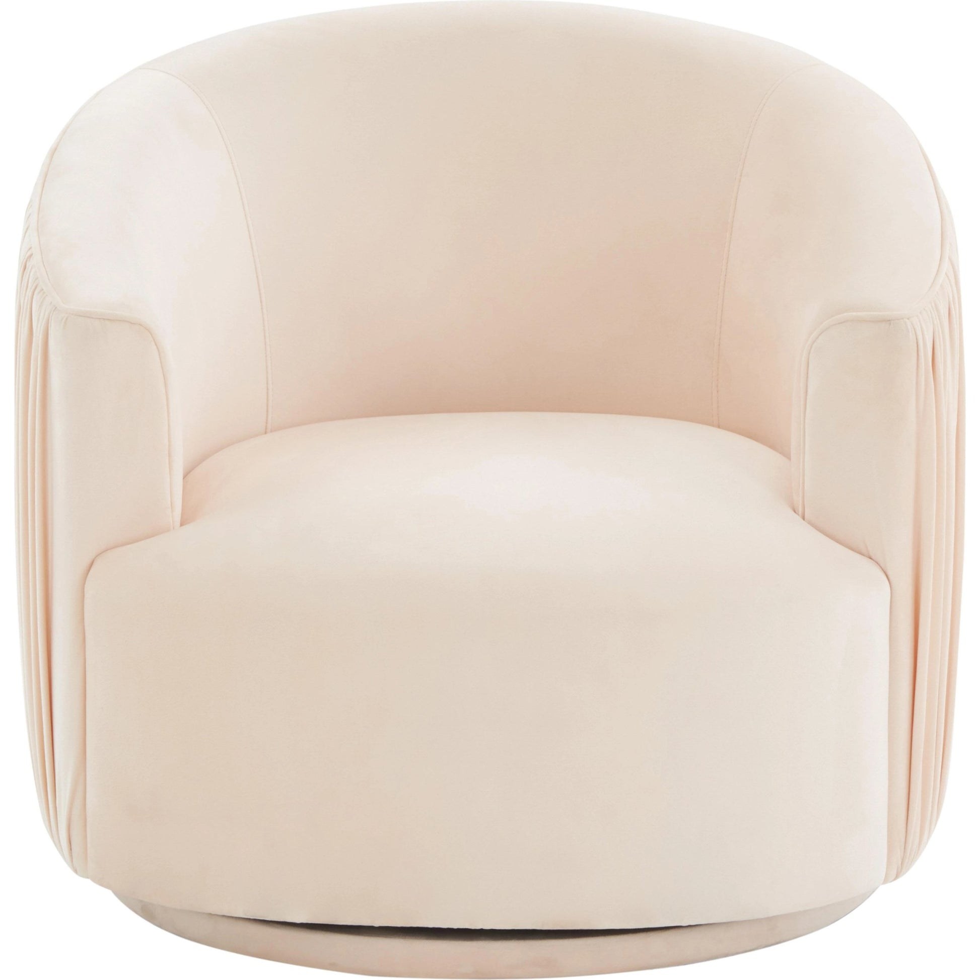 London Pleated Swivel Chair by TOV Furniture in forest green. Made from velvet, pine, plywood in a modern style.