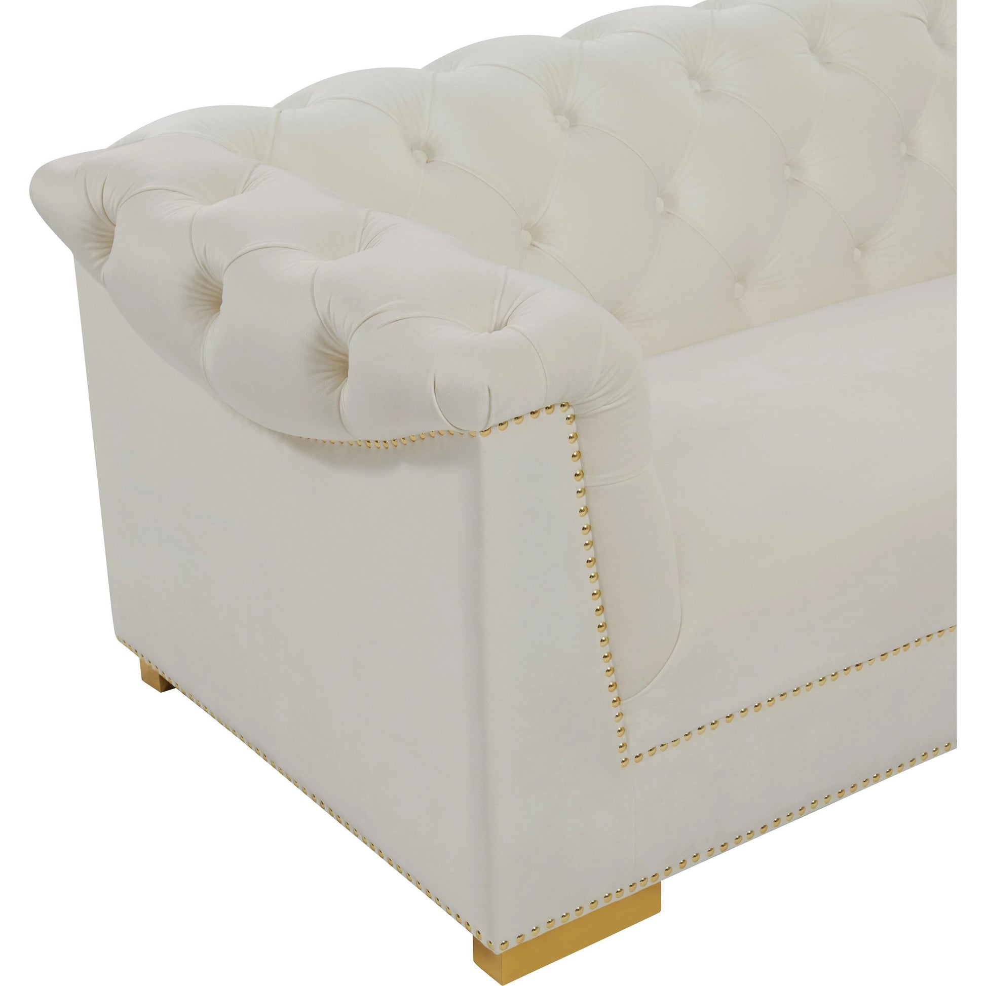 Farah Classic Sofa by TOV Furniture. Made from velvet in a traditional style.