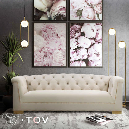 Farah Classic Sofa by TOV Furniture. Made from velvet in a traditional style.
