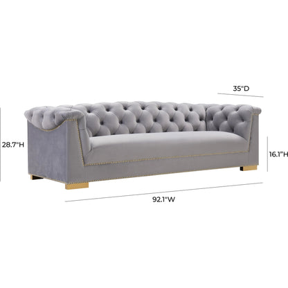 Farah Classic Sofa by TOV Furniture. Made from velvet in a traditional style.