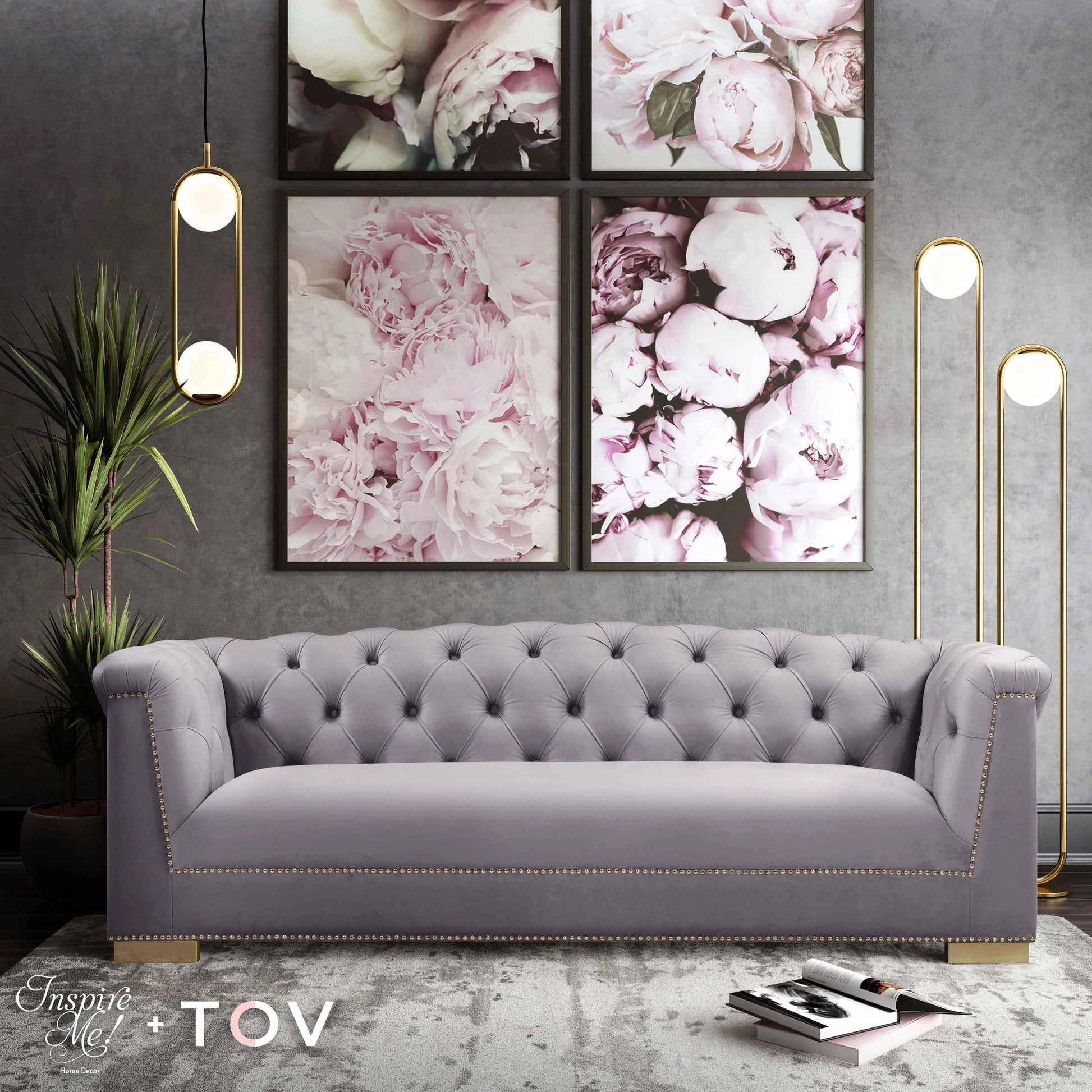 Farah Classic Sofa by TOV Furniture. Made from velvet in a traditional style.