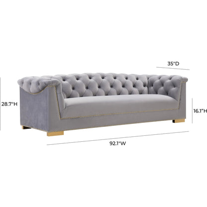 Farah Classic Sofa by TOV Furniture. Made from velvet in a traditional style.