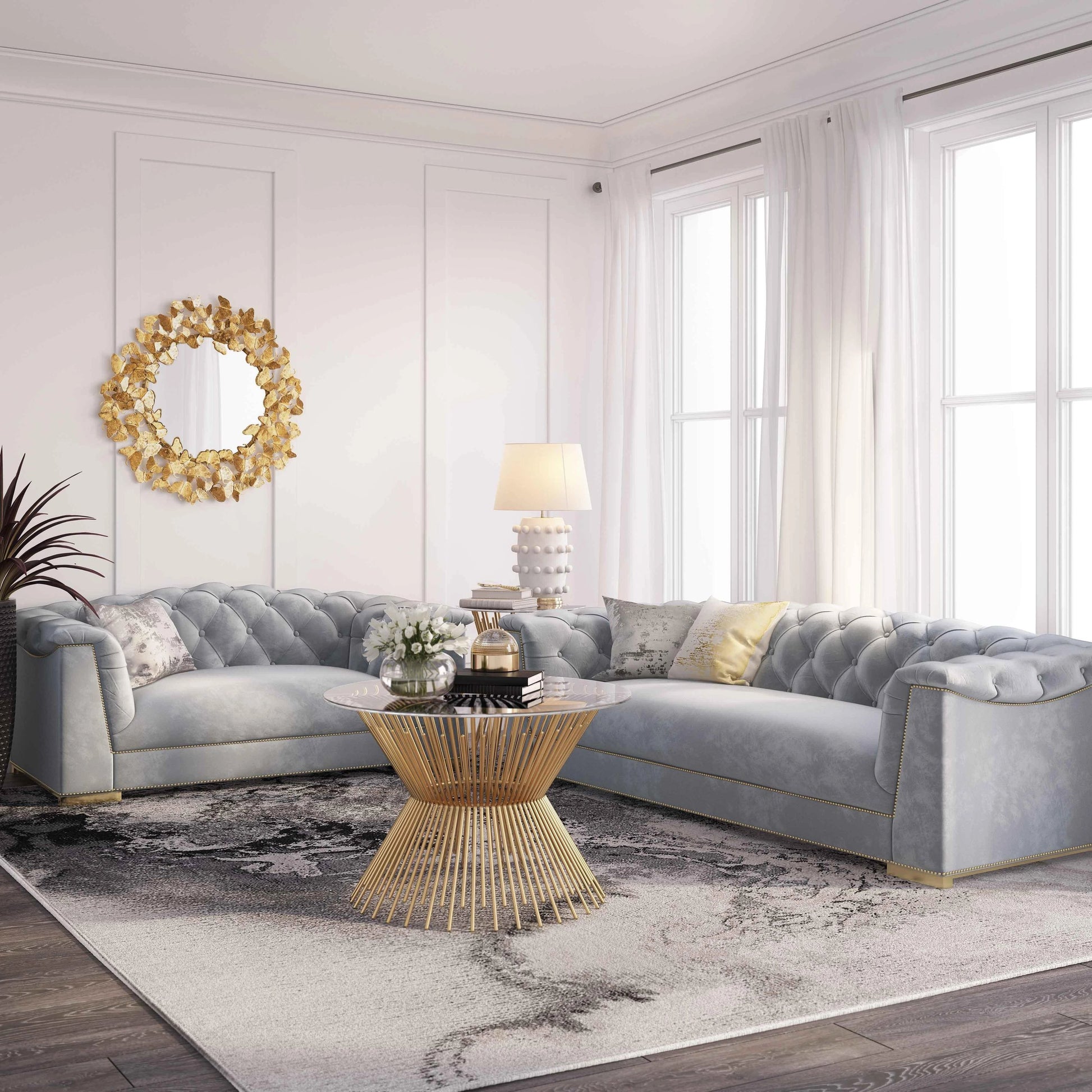 Farah Classic Sofa by TOV Furniture. Made from velvet in a traditional style.