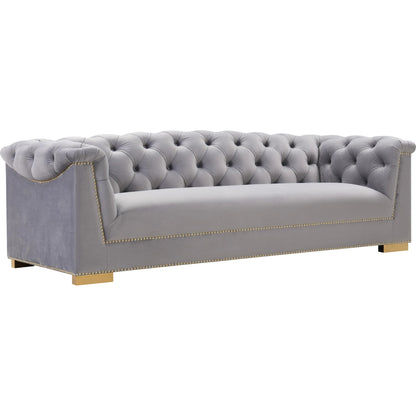 Farah Classic Sofa by TOV Furniture. Made from velvet in a traditional style.