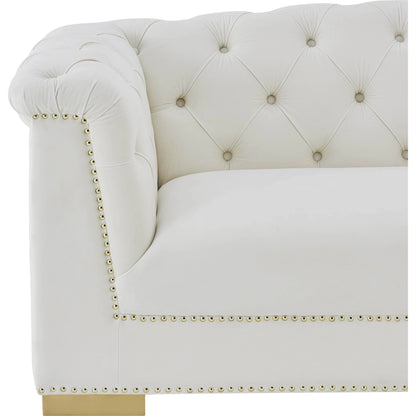Farah Velvet Loveseat by TOV Furniture in cream. Made from velvet in a transitional style.
