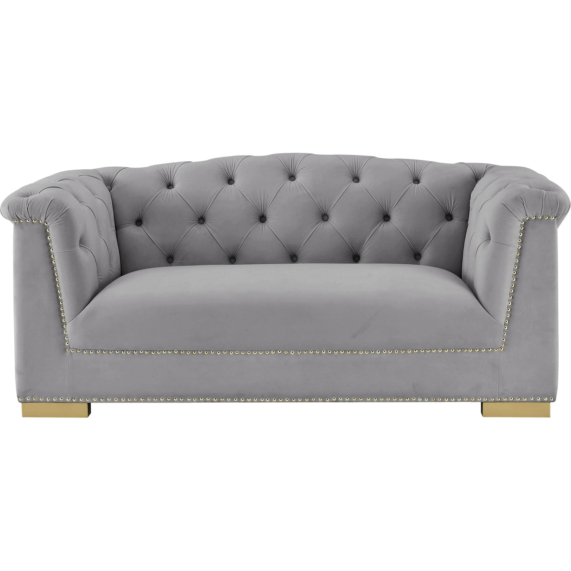 Farah Velvet Loveseat by TOV Furniture in cream. Made from velvet in a transitional style.