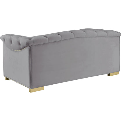 Farah Velvet Loveseat by TOV Furniture in cream. Made from velvet in a transitional style.