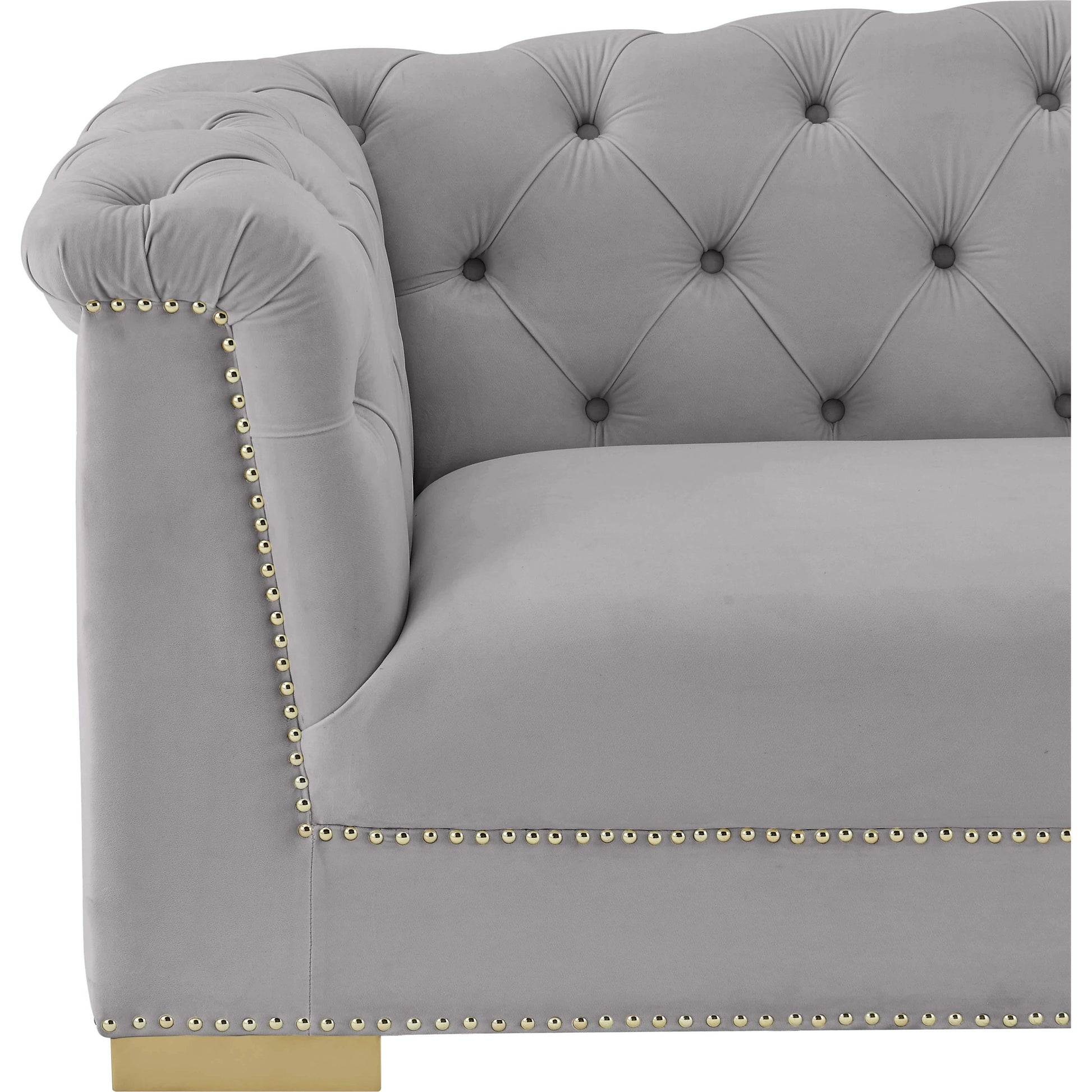 Farah Velvet Loveseat by TOV Furniture in cream. Made from velvet in a transitional style.