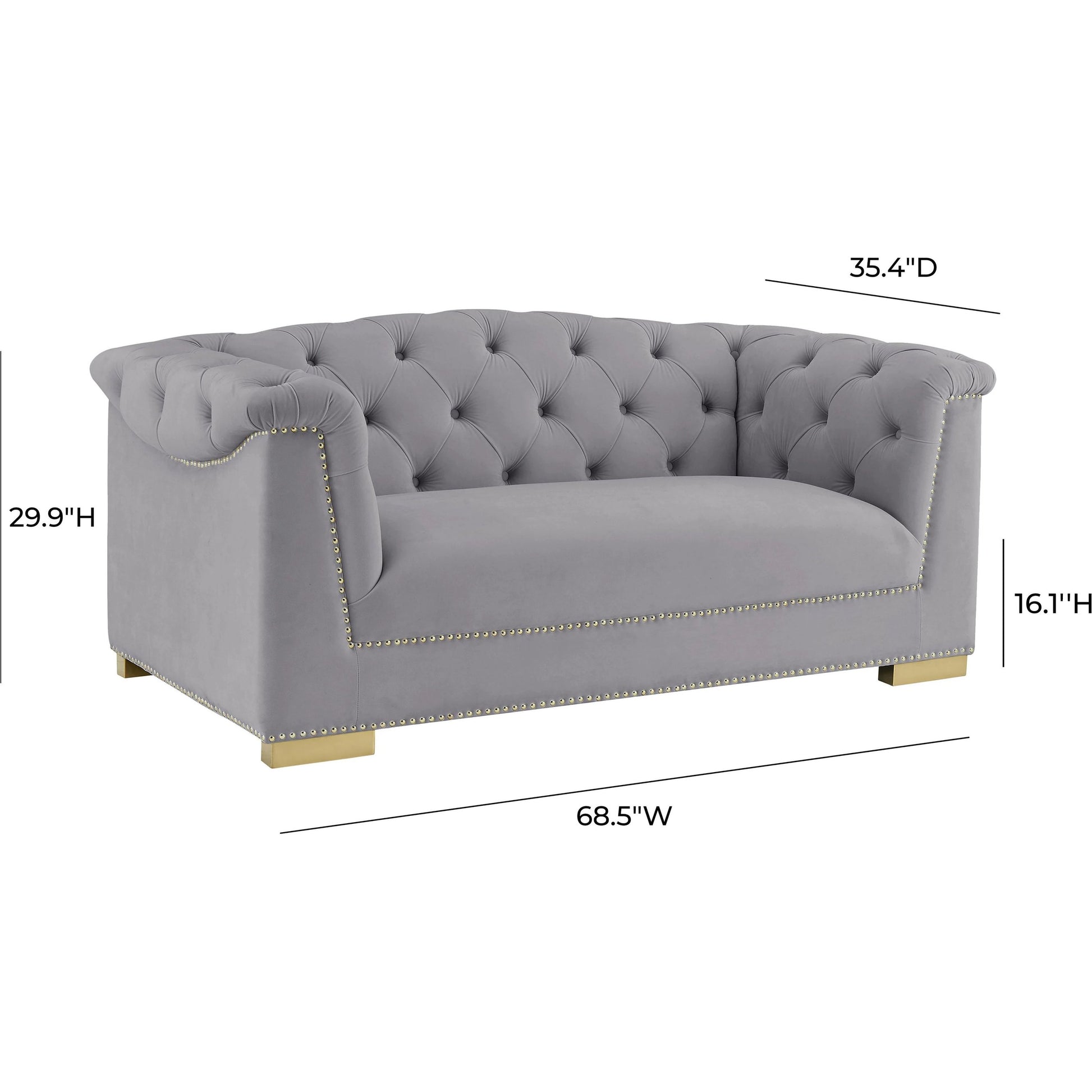 Farah Velvet Loveseat by TOV Furniture in cream. Made from velvet in a transitional style.