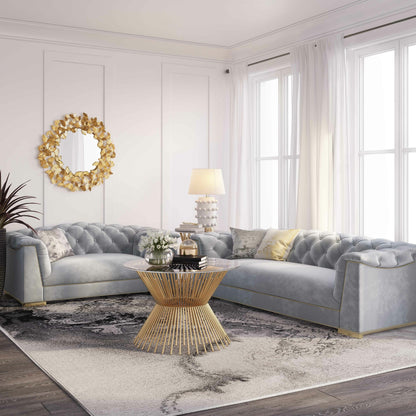 Farah Classic Sofa by TOV Furniture. Made from velvet in a traditional style.
