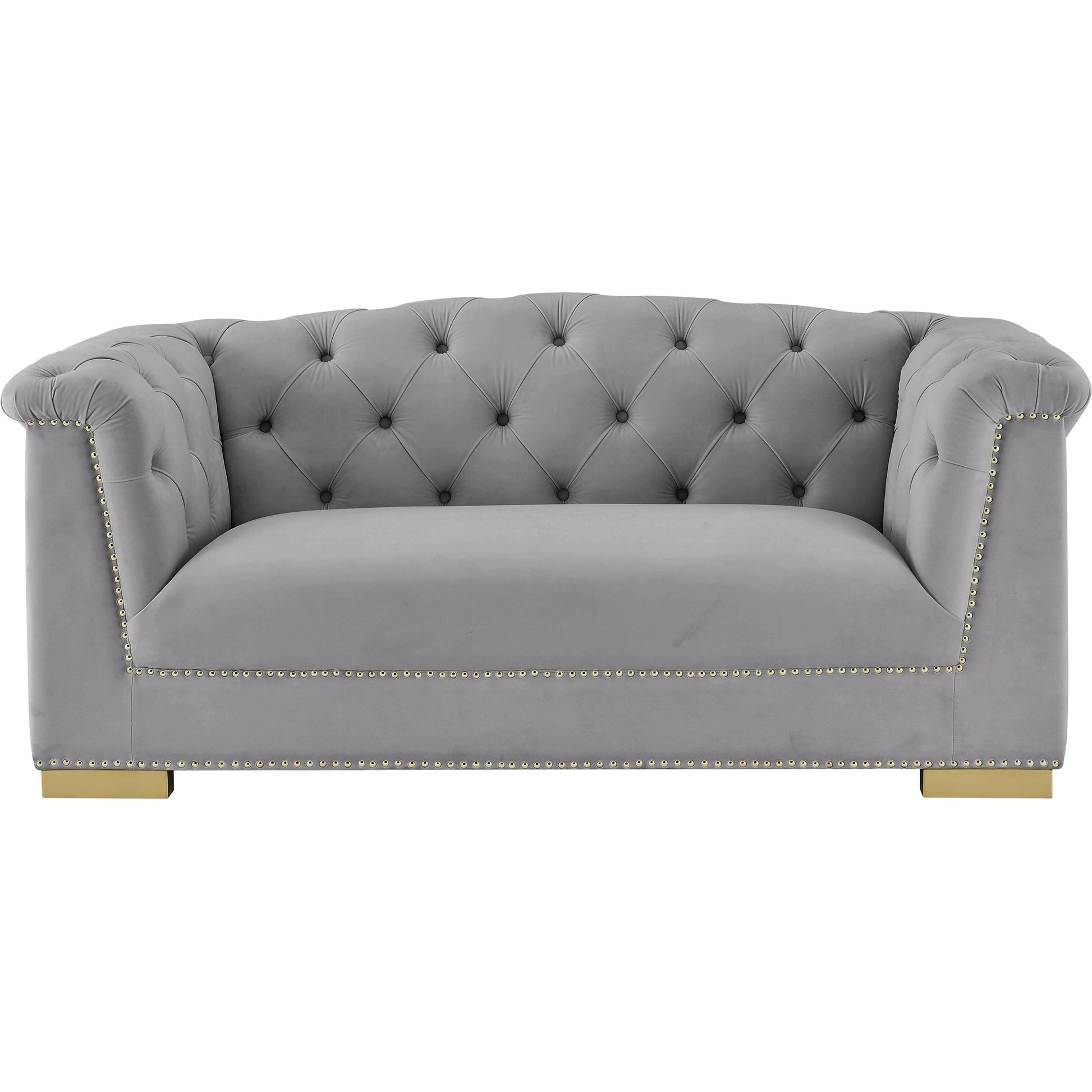 Farah Velvet Loveseat by TOV Furniture in cream. Made from velvet in a transitional style.