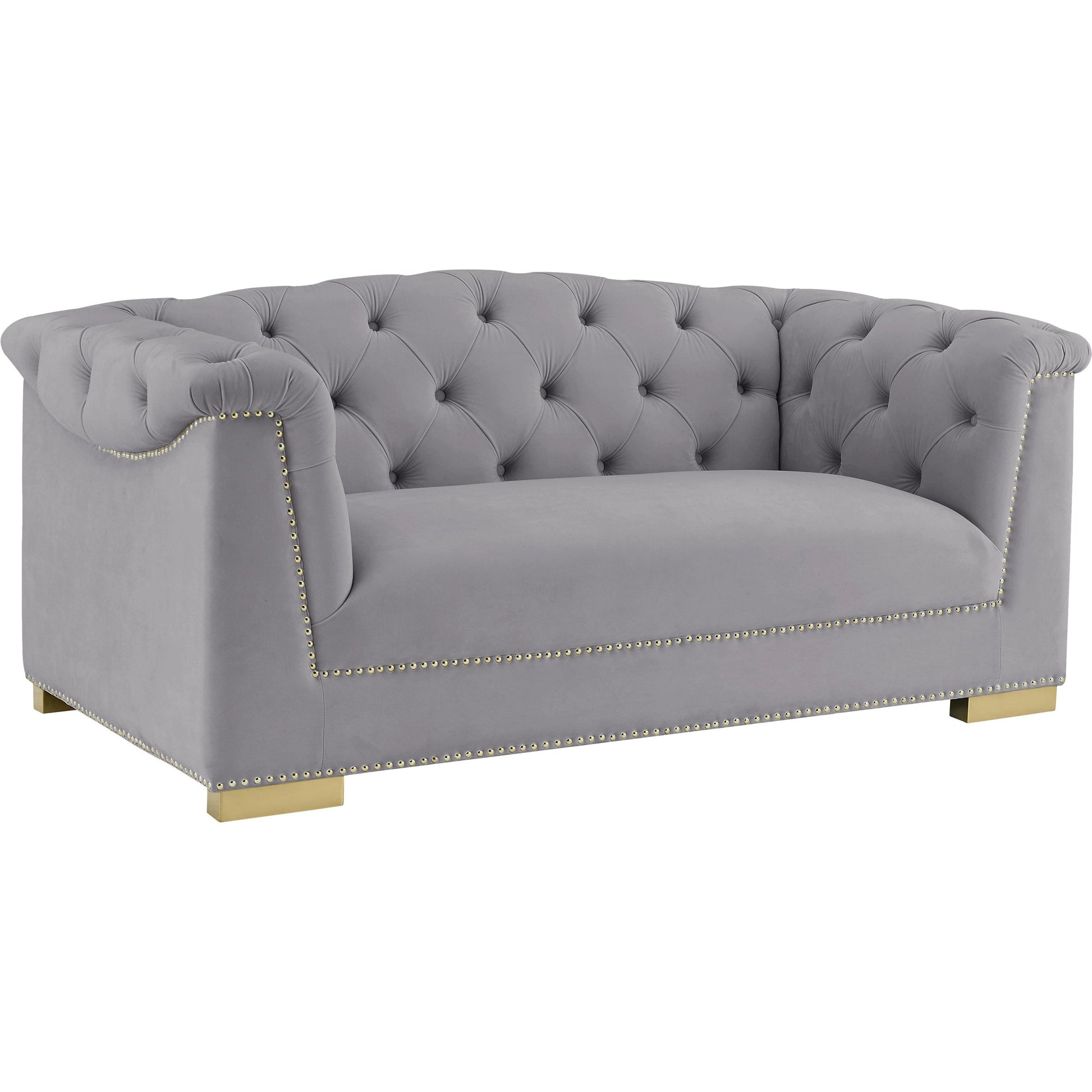 Farah Velvet Loveseat by TOV Furniture in cream. Made from velvet in a transitional style.