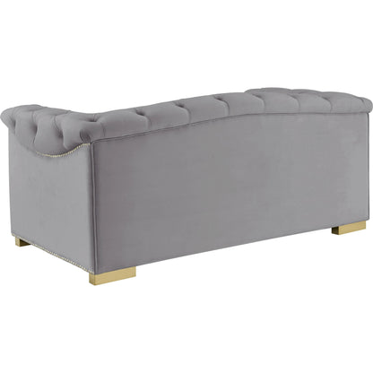 Farah Velvet Loveseat by TOV Furniture in cream. Made from velvet in a transitional style.