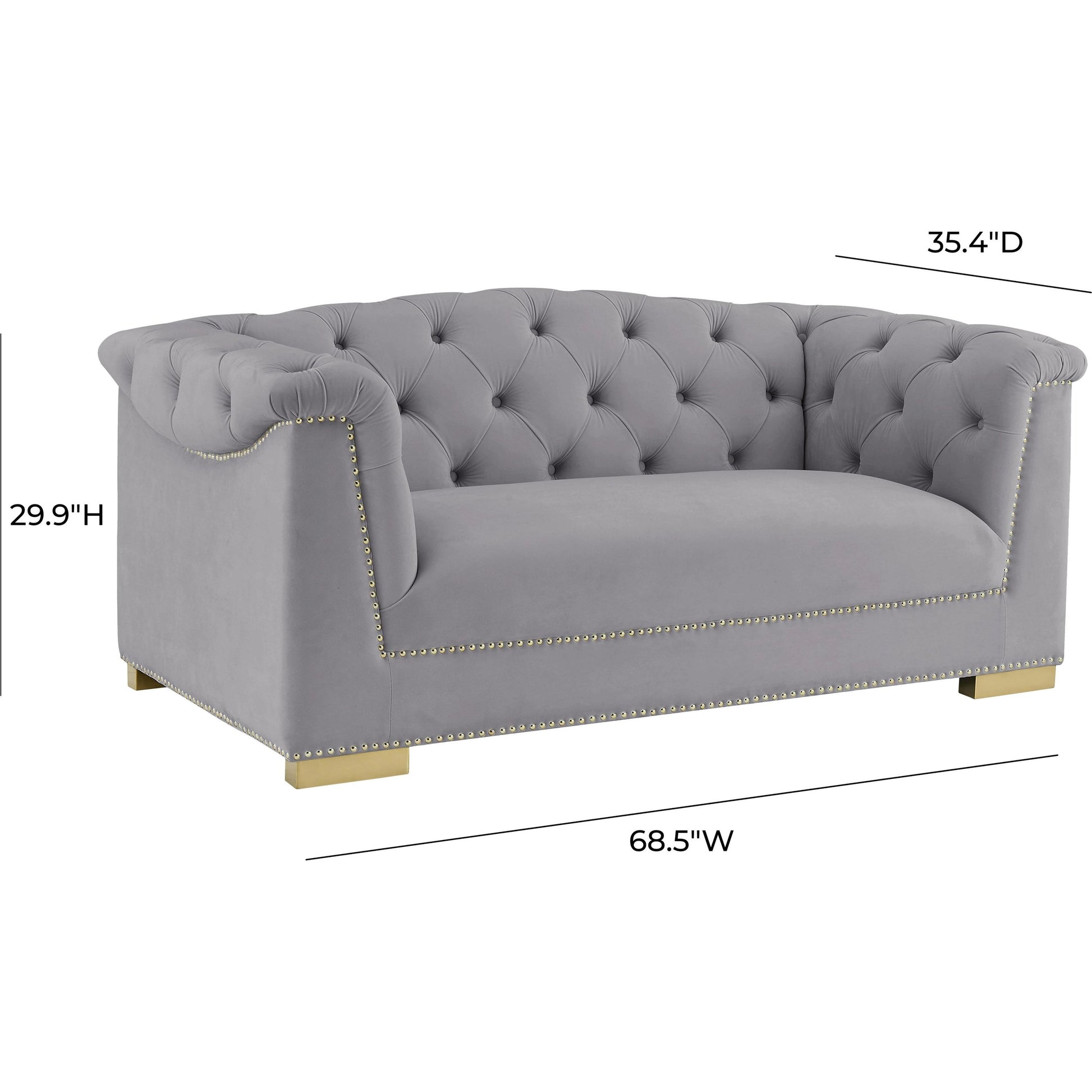 Farah Velvet Loveseat by TOV Furniture in cream. Made from velvet in a transitional style.