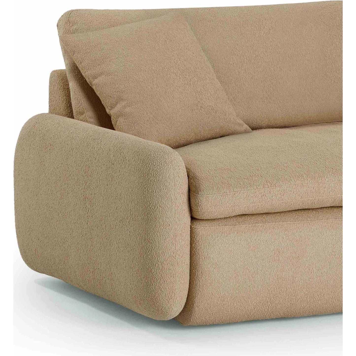006 SI-2248436 | Closeup | Rachelle Boucle Lounge Chair by TOV Furniture in tan. Made from boucle, plywood in a transitional style.