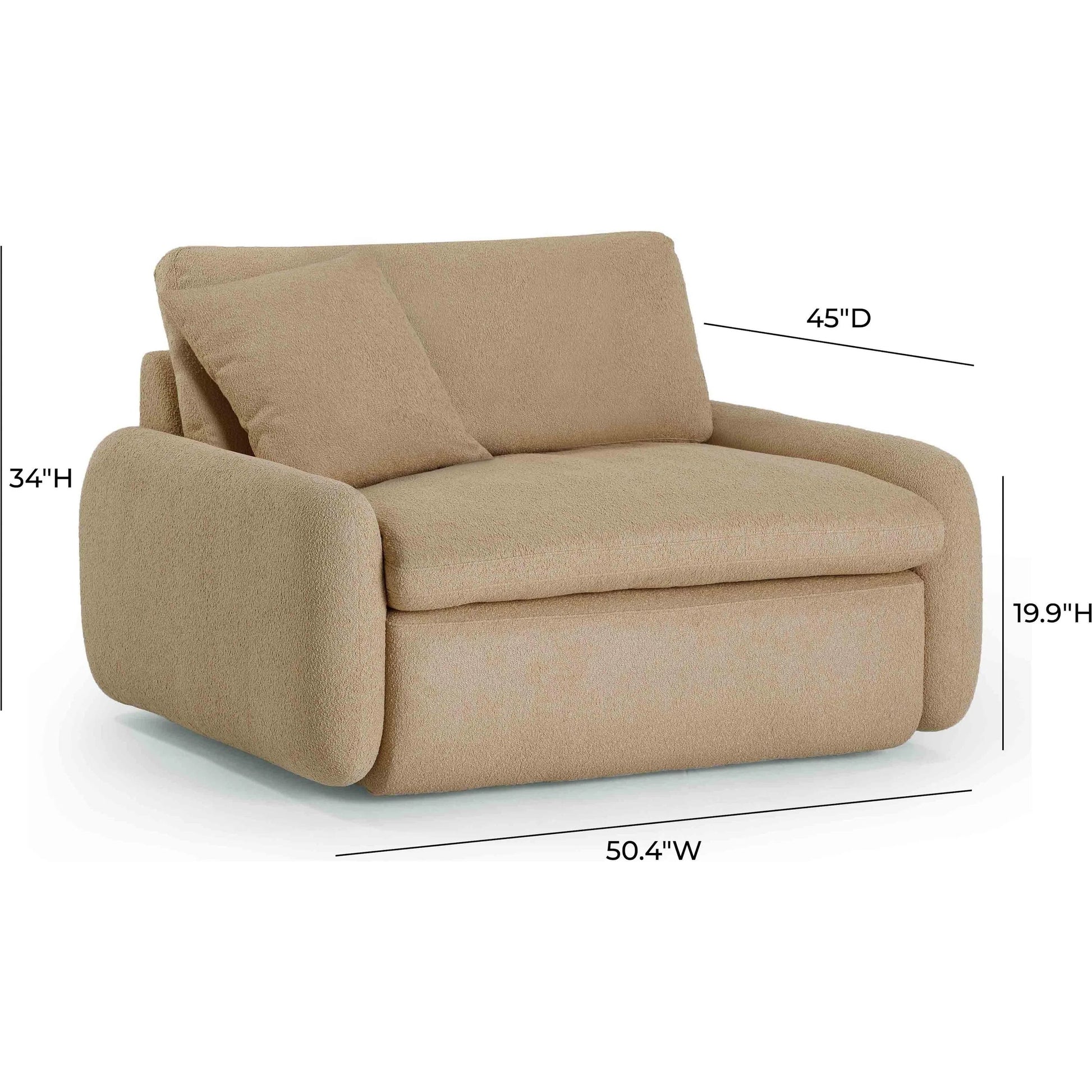 Rachelle Boucle Lounge Chair by TOV Furniture in tan. Made from boucle, plywood in a transitional style.