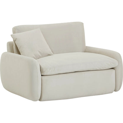 Rachelle Velvet Lounge Chair by TOV Furniture in cream. Made from plywood, velvet in a transitional style.