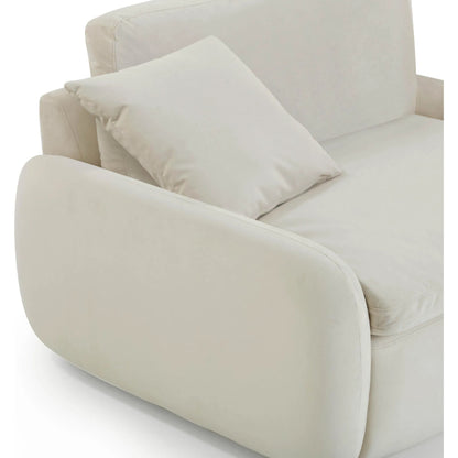 Rachelle Velvet Lounge Chair by TOV Furniture in cream. Made from plywood, velvet in a transitional style.