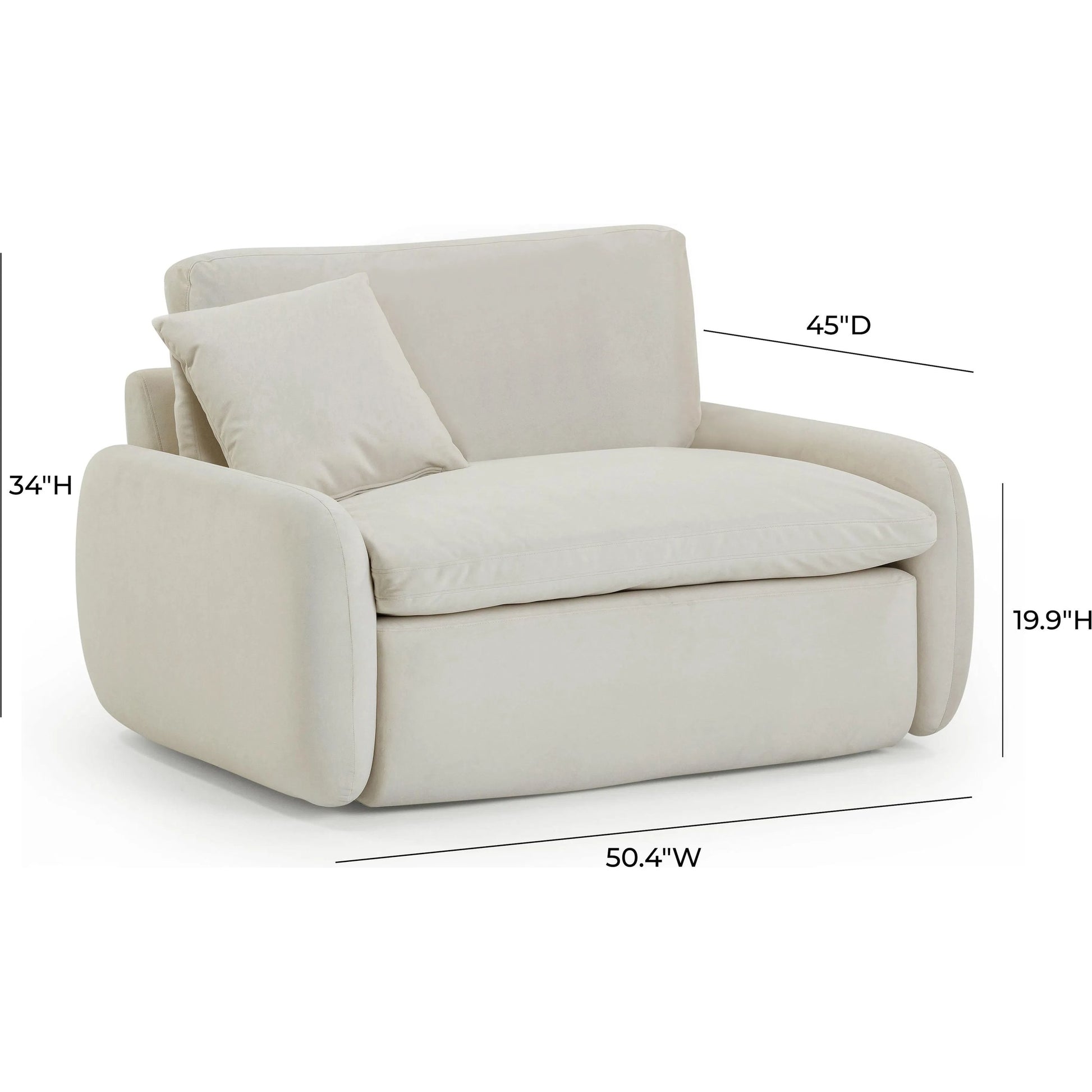 Rachelle Velvet Lounge Chair by TOV Furniture in cream. Made from plywood, velvet in a transitional style.
