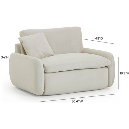 Rachelle Velvet Lounge Chair by TOV Furniture in cream. Made from plywood, velvet in a transitional style.