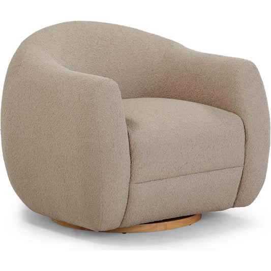 Judy Boucle Swivel Chair by TOV Furniture. Made from boucle, plywood, wood in a unique style.