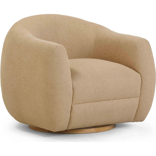 Judy Boucle Swivel Chair by TOV Furniture. Made from boucle, plywood, wood in a unique style.