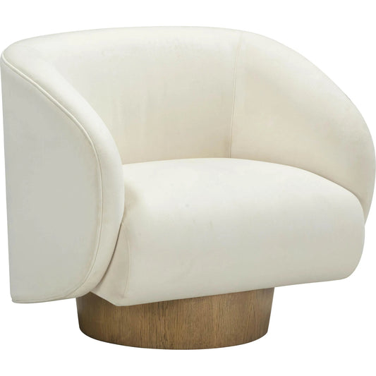Presley Velvet Swivel Accent Chair by TOV Furniture in cream. Made from plywood, velvet, wood in a unique style.