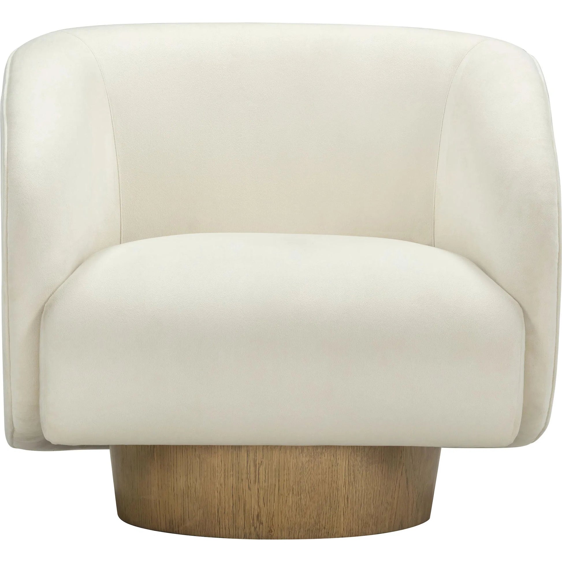 Presley Velvet Swivel Accent Chair by TOV Furniture in cream. Made from plywood, velvet, wood in a unique style.