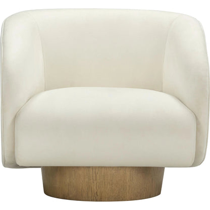 Presley Velvet Swivel Accent Chair by TOV Furniture in cream. Made from plywood, velvet, wood in a unique style.