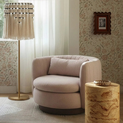 Nura Chenille Swivel Accent Chair by TOV Furniture. Made from fabric, plywood, rubberwood in a eclectic & global style.