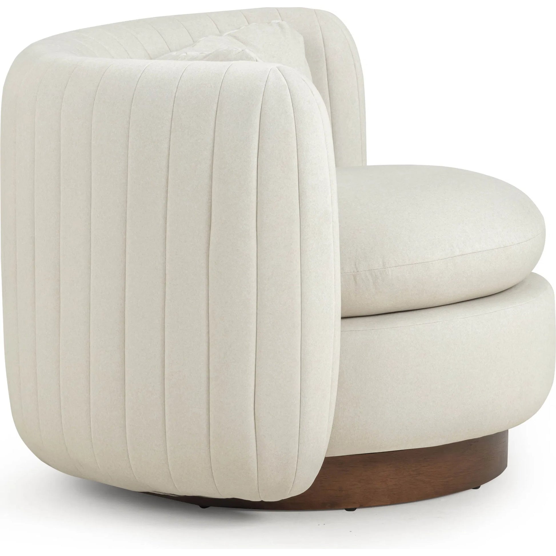 Nura Vegan Mohair Swivel Accent Chair by TOV Furniture in cream. Made from fabric, plywood, rubber wood in a transitional style.