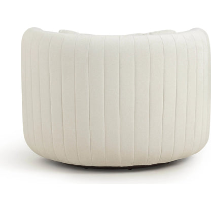 Nura Vegan Mohair Swivel Accent Chair by TOV Furniture in cream. Made from fabric, plywood, rubber wood in a transitional style.