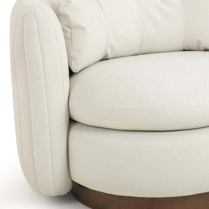 Nura Vegan Mohair Swivel Accent Chair by TOV Furniture in cream. Made from fabric, plywood, rubber wood in a transitional style.