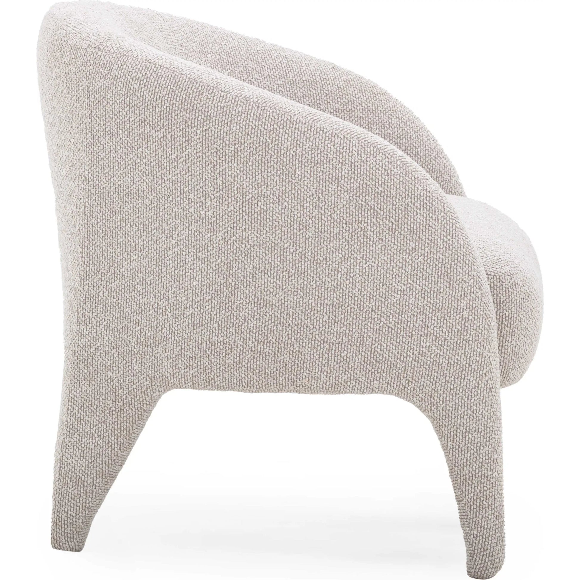 Kris Boucle Accent Chair by TOV Furniture in warm grey. Made from fabric, plywood in a transitional style.