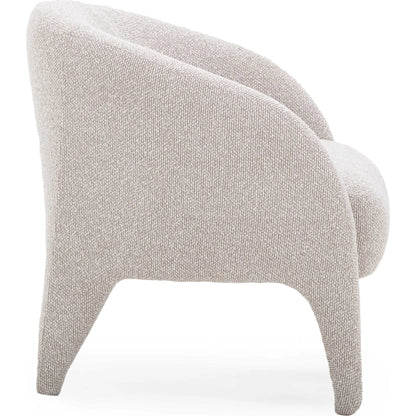 Kris Boucle Accent Chair by TOV Furniture in warm grey. Made from fabric, plywood in a transitional style.