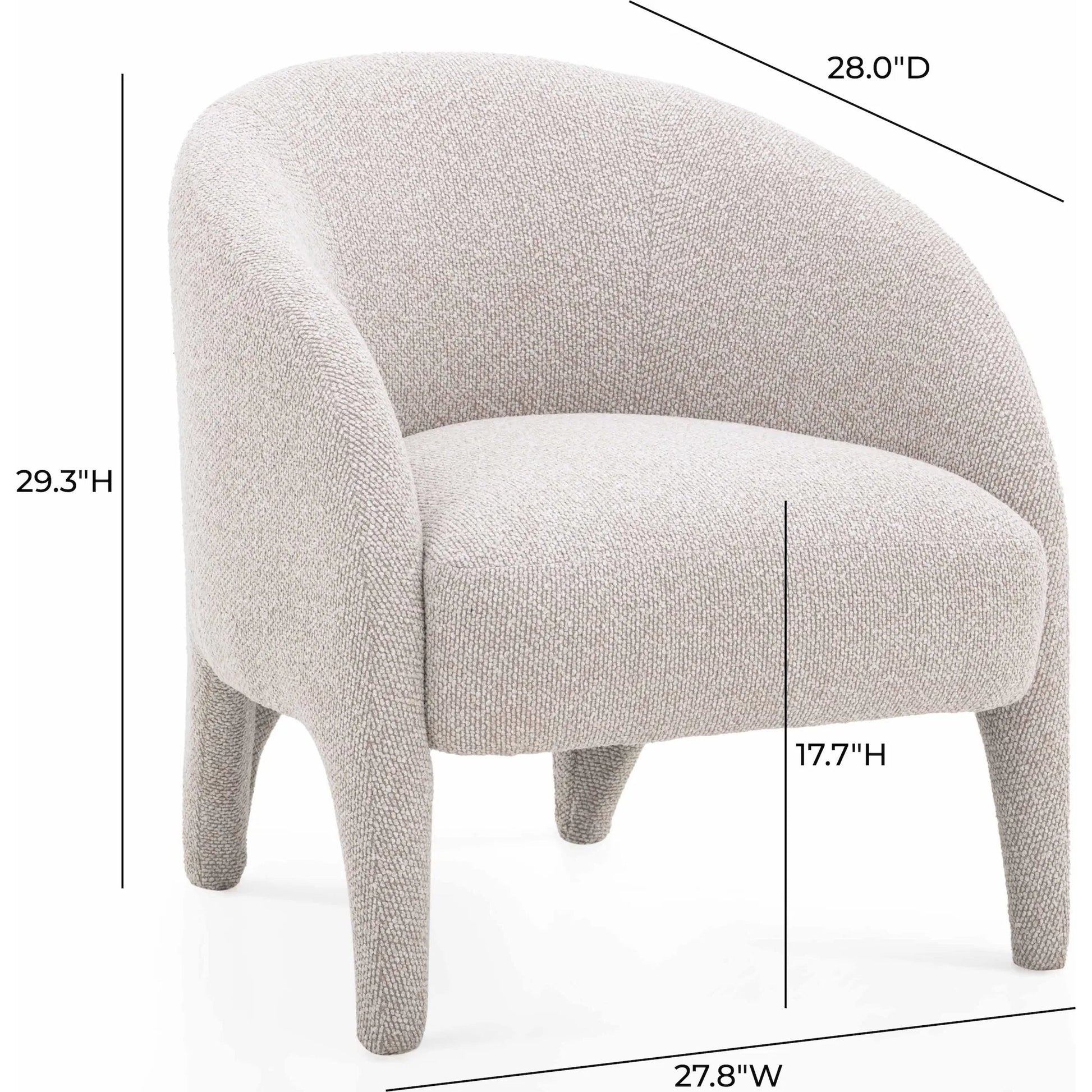 Kris Boucle Accent Chair by TOV Furniture in warm grey. Made from fabric, plywood in a transitional style.