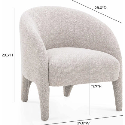 Kris Boucle Accent Chair by TOV Furniture in warm grey. Made from fabric, plywood in a transitional style.