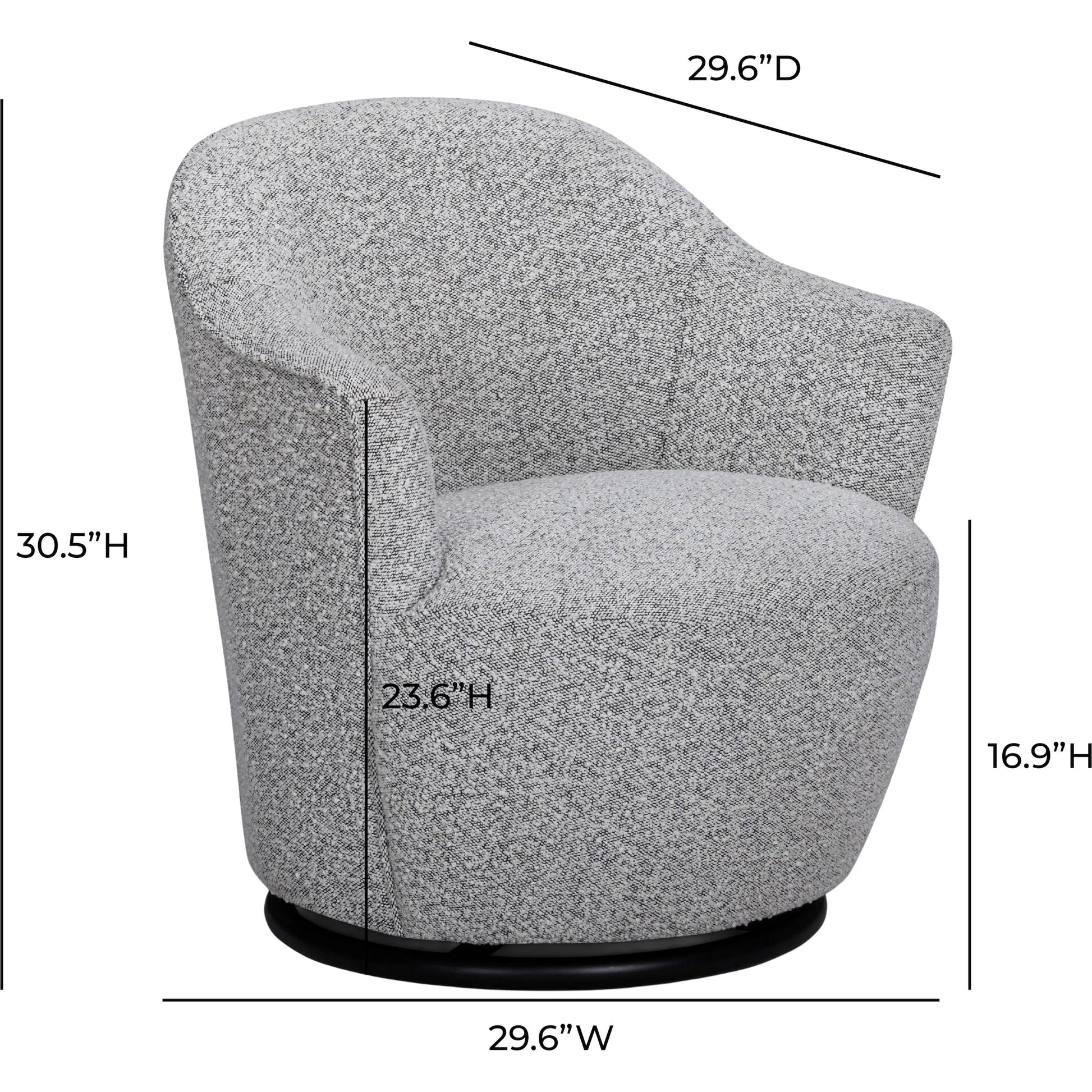 Skyla Performance Boucle Swivel Accent Chair by TOV Furniture in grey. Made from fabric, plywood in a unique style.