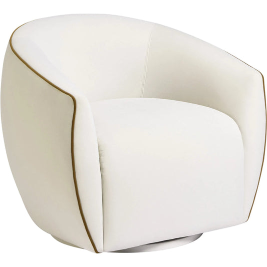 Jordan Contrast Piping Swivel Chair by TOV Furniture. Made from pine, plywood, velvet in a transitional style.