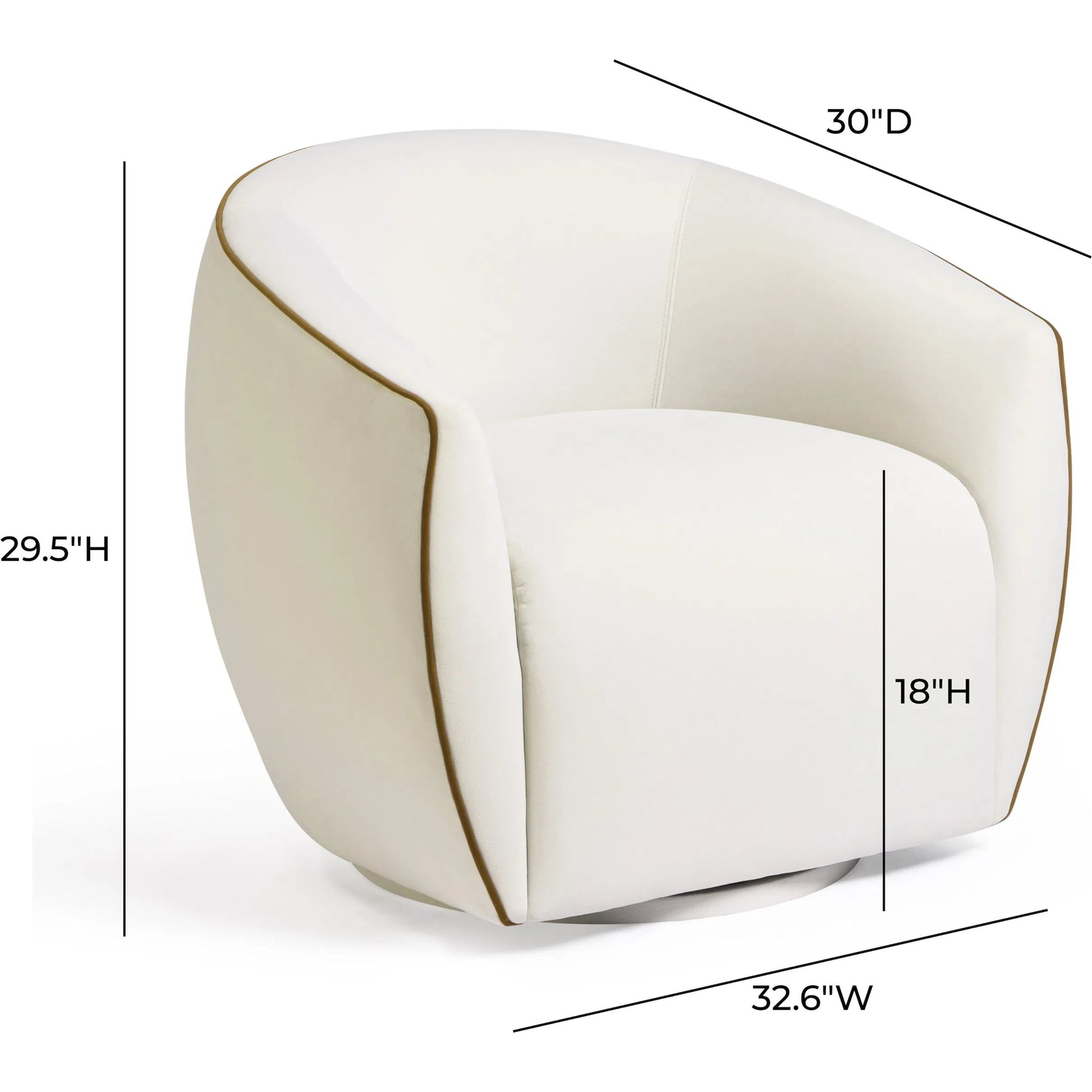 Jordan Contrast Piping Swivel Chair by TOV Furniture. Made from pine, plywood, velvet in a transitional style.