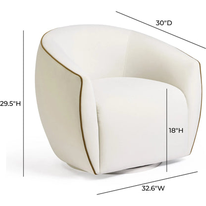 Jordan Contrast Piping Swivel Chair by TOV Furniture. Made from pine, plywood, velvet in a transitional style.