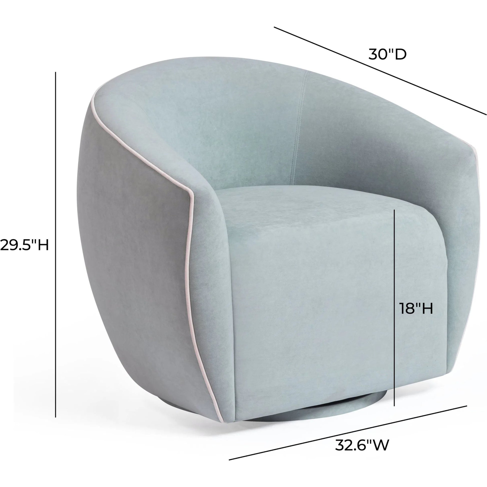 Jordan Contrast Piping Swivel Chair by TOV Furniture. Made from pine, plywood, velvet in a transitional style.