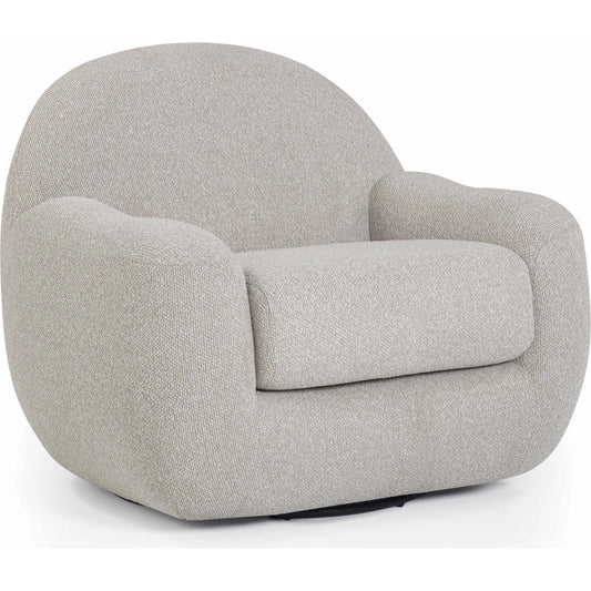 Tiago Swivel Chair by TOV Furniture in warm grey. Made from boucle, metal, plywood in a unique style.
