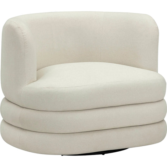 Astor Swivel Hotel Lounge Chair by TOV Furniture in cream. Made from faux mohair, plywood in a modern style.