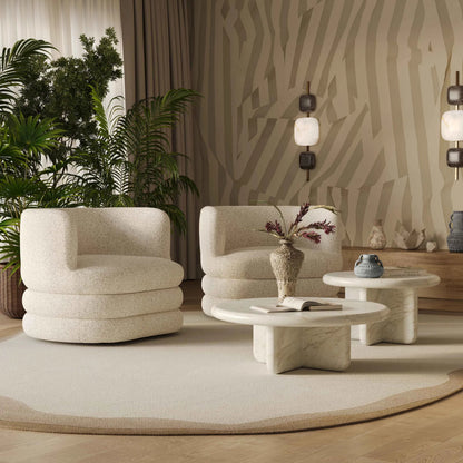 Astor Heavy Swivel Hotel Lounge Chair by TOV Furniture. Made from boucle, plywood in a modern style.